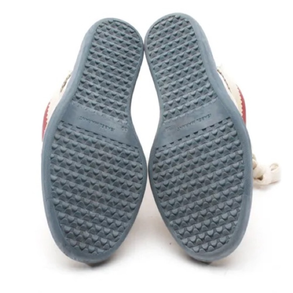 Isabel Marant Beige, White & Red Perforated Wedge Sneaker Boots - Picture 9 of 10